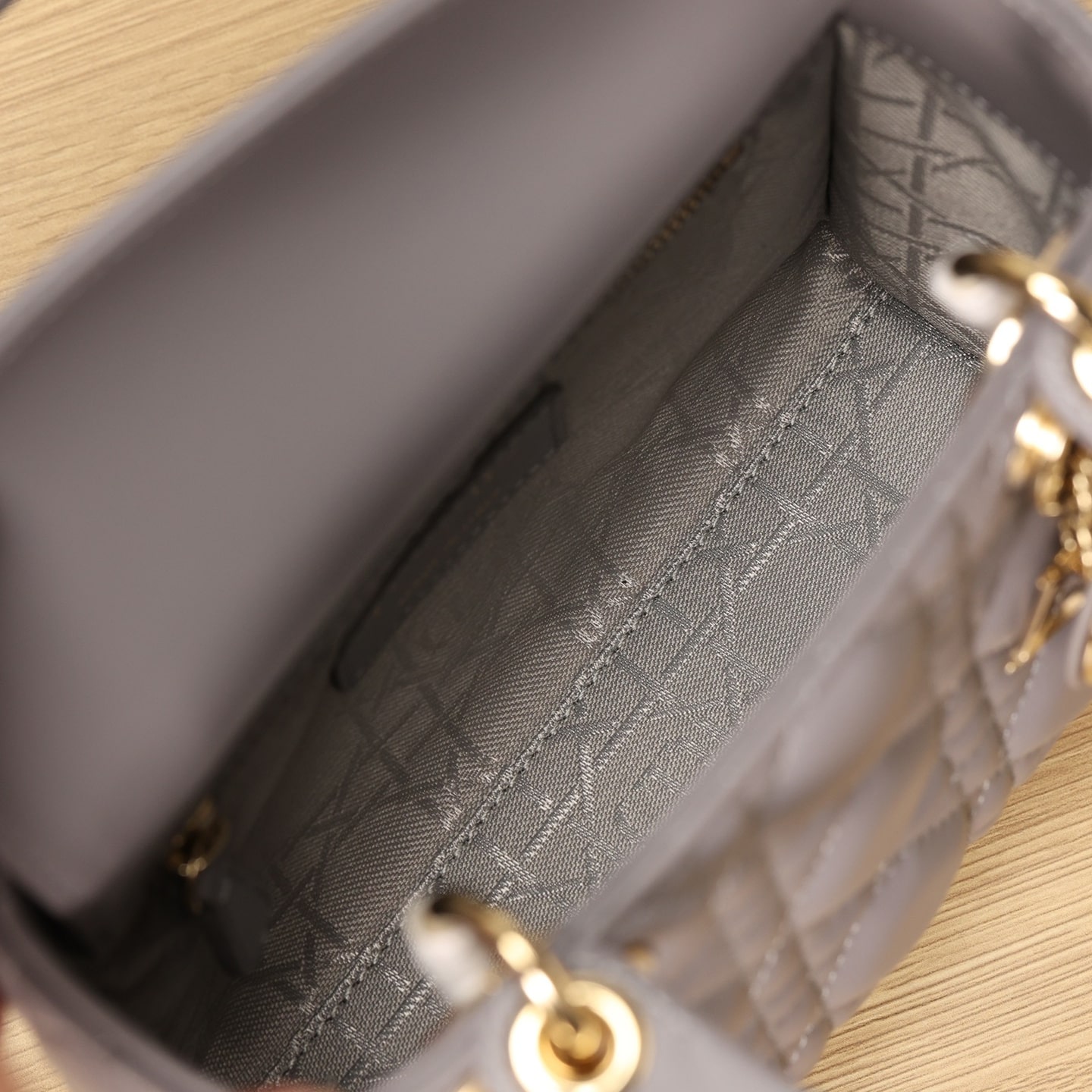 Dior Lady Series Elephant Gray Lambskin Mini