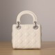 Dior Lady Series Milk White Silver Buckle Lambskin Mini