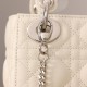 Dior Lady Series Milk White Silver Buckle Lambskin Mini