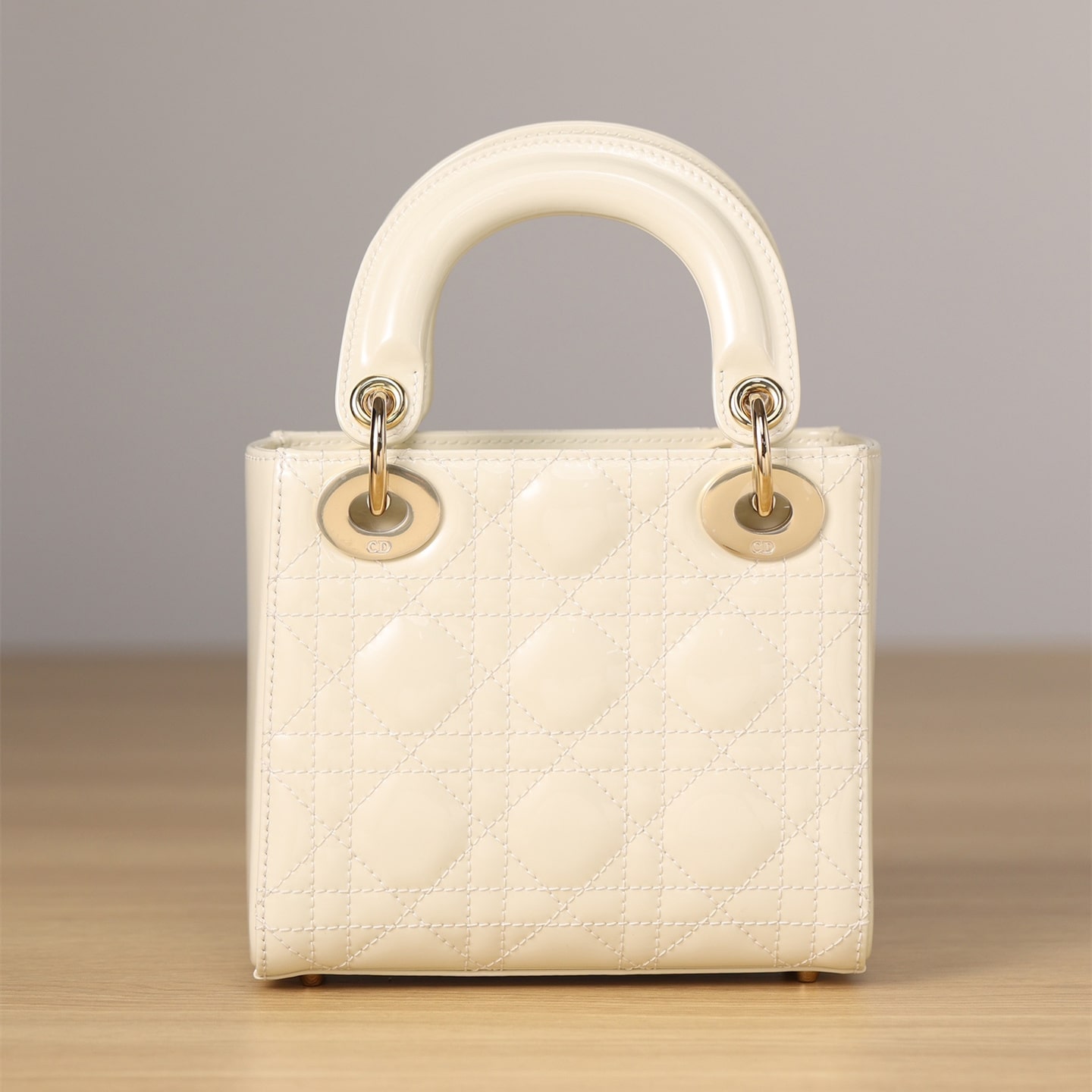 Dior Lady Series Milk White Calfskin Patent Mini