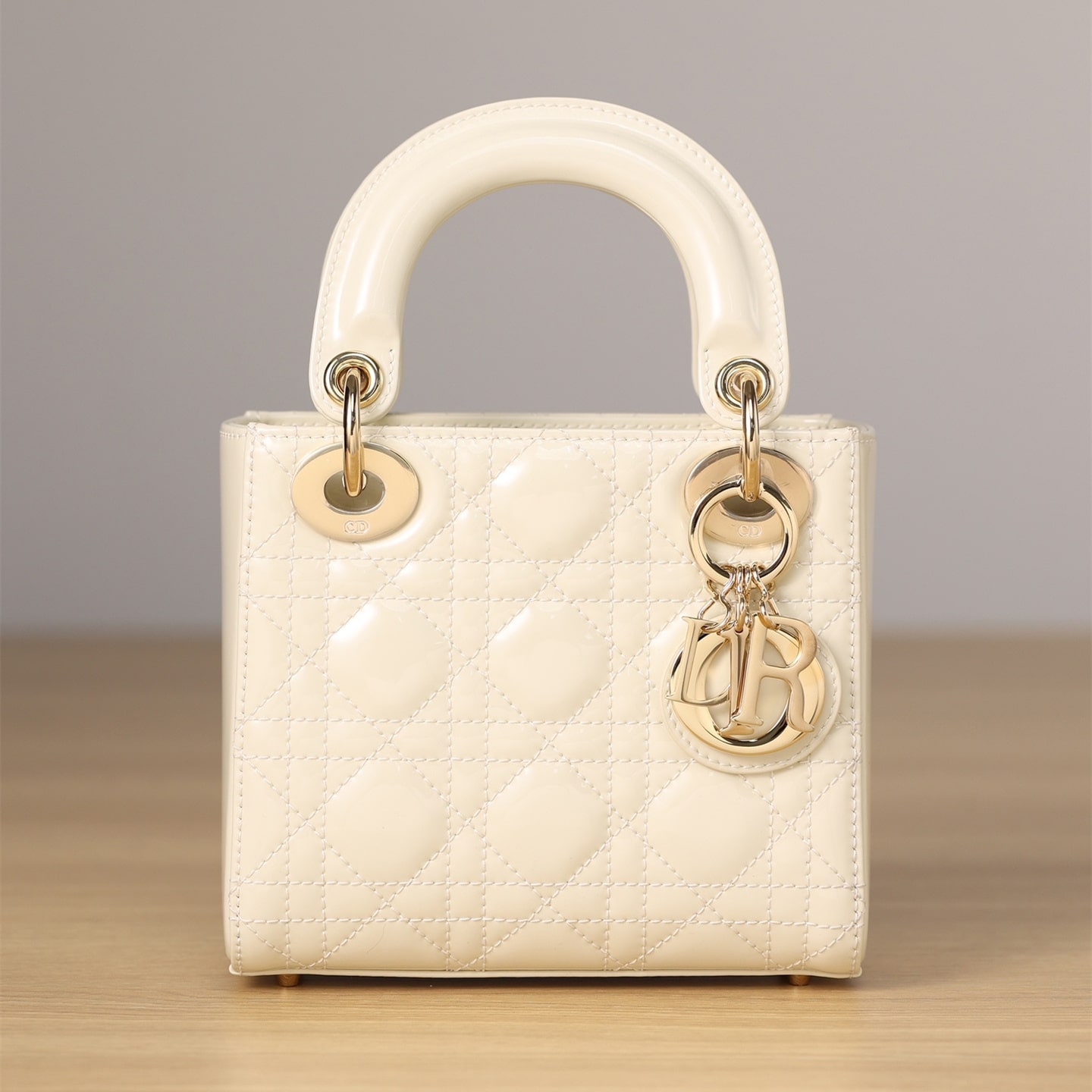 Dior Lady Series Milk White Calfskin Patent Mini