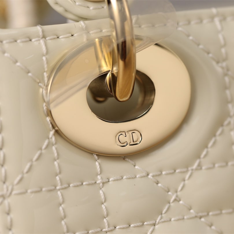 Dior Lady Series Milk White Calfskin Patent Mini