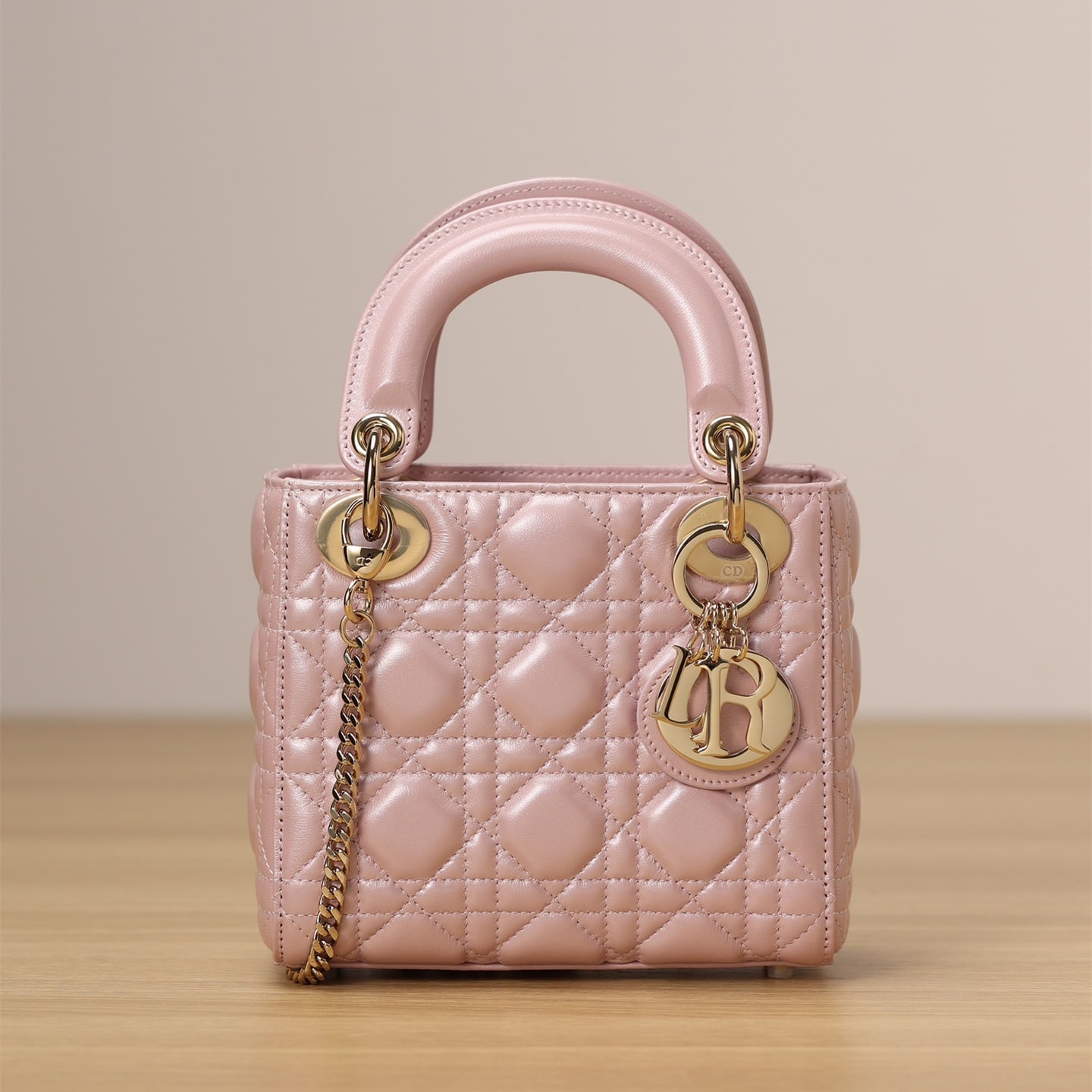 Dior Lady Series Pearlescent Pink Lambskin Mini