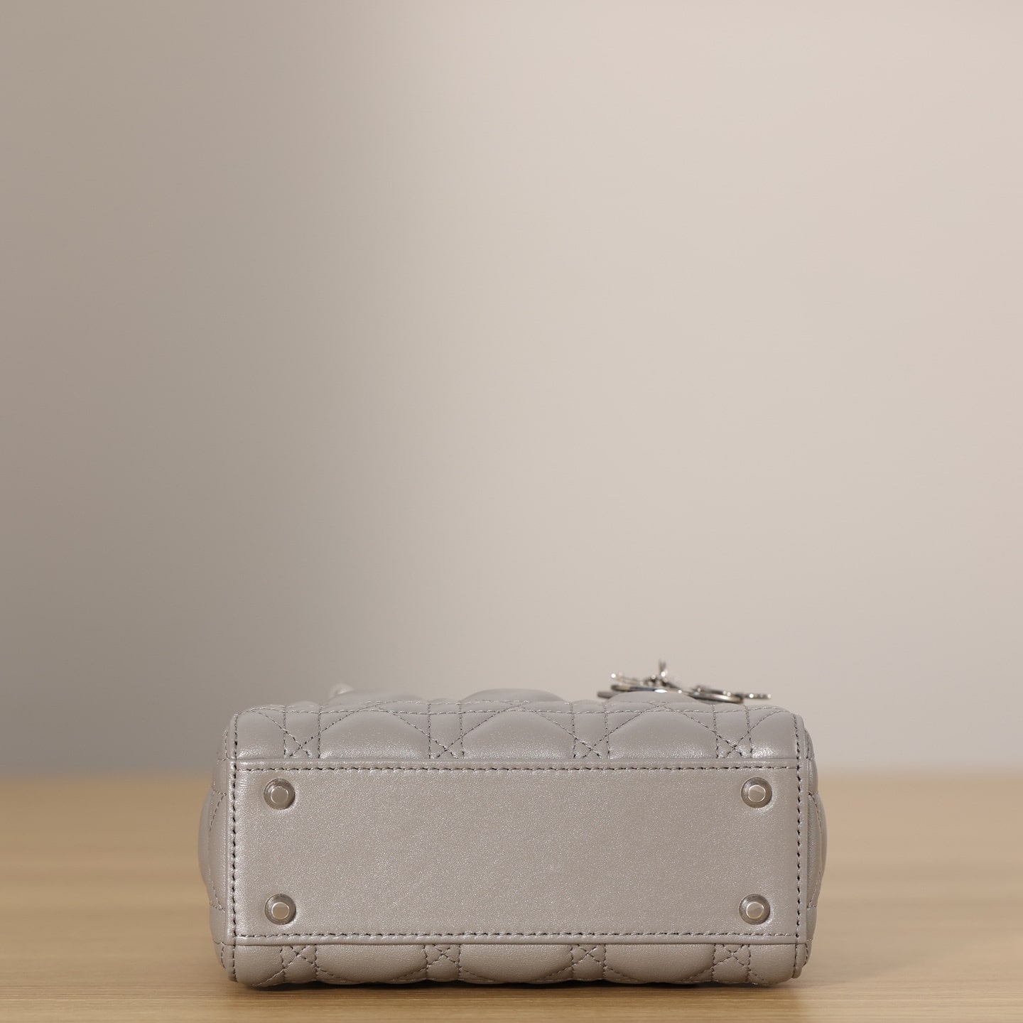 Dior Lady Series Pearlescent Gray Lambskin Mini