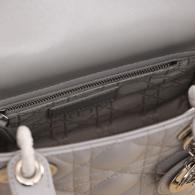 Dior Lady Series Pearlescent Gray Lambskin Mini