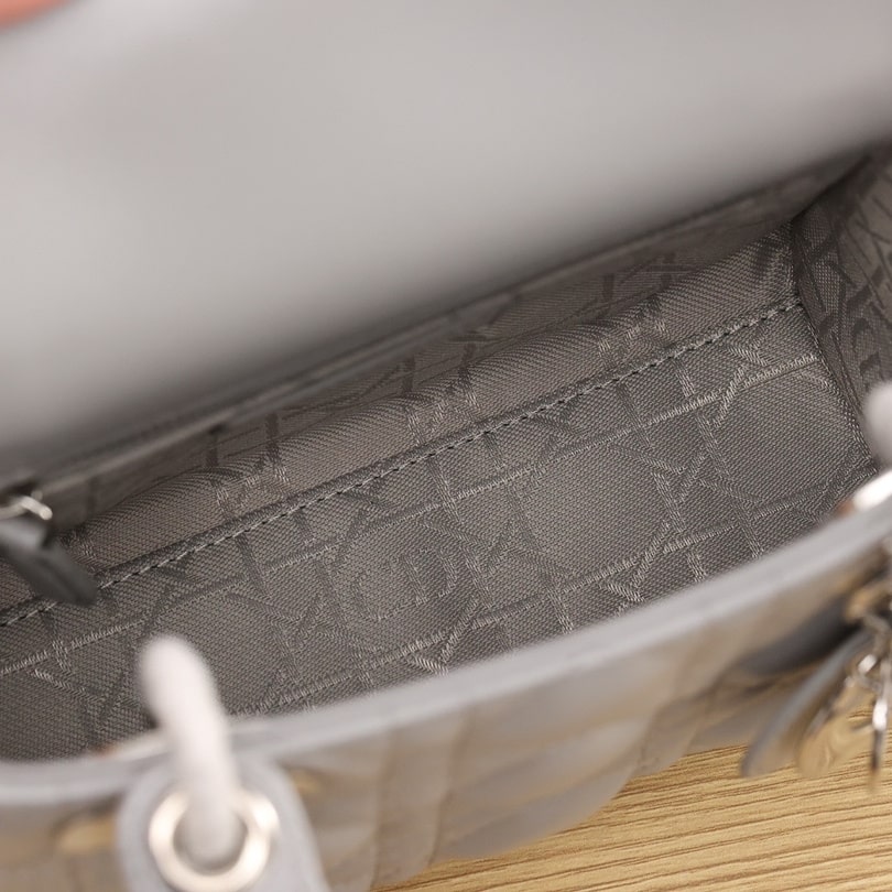 Dior Lady Series Pearlescent Gray Lambskin Mini