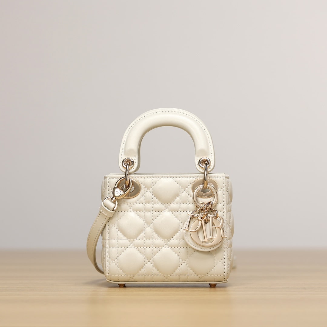 Dior Lady Series Milk White Lambskin Super Mini