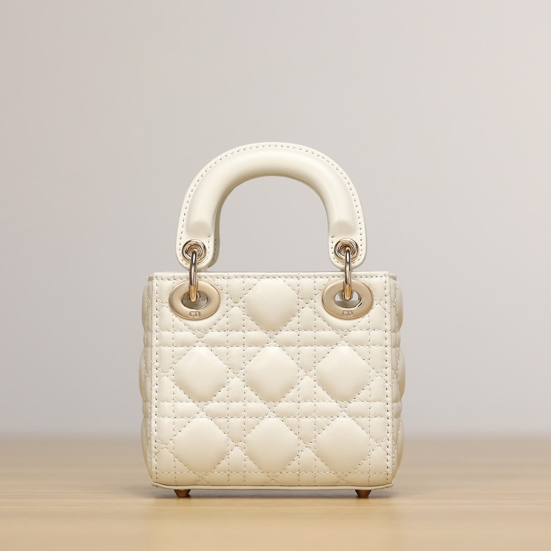 Dior Lady Series Milk White Lambskin Super Mini