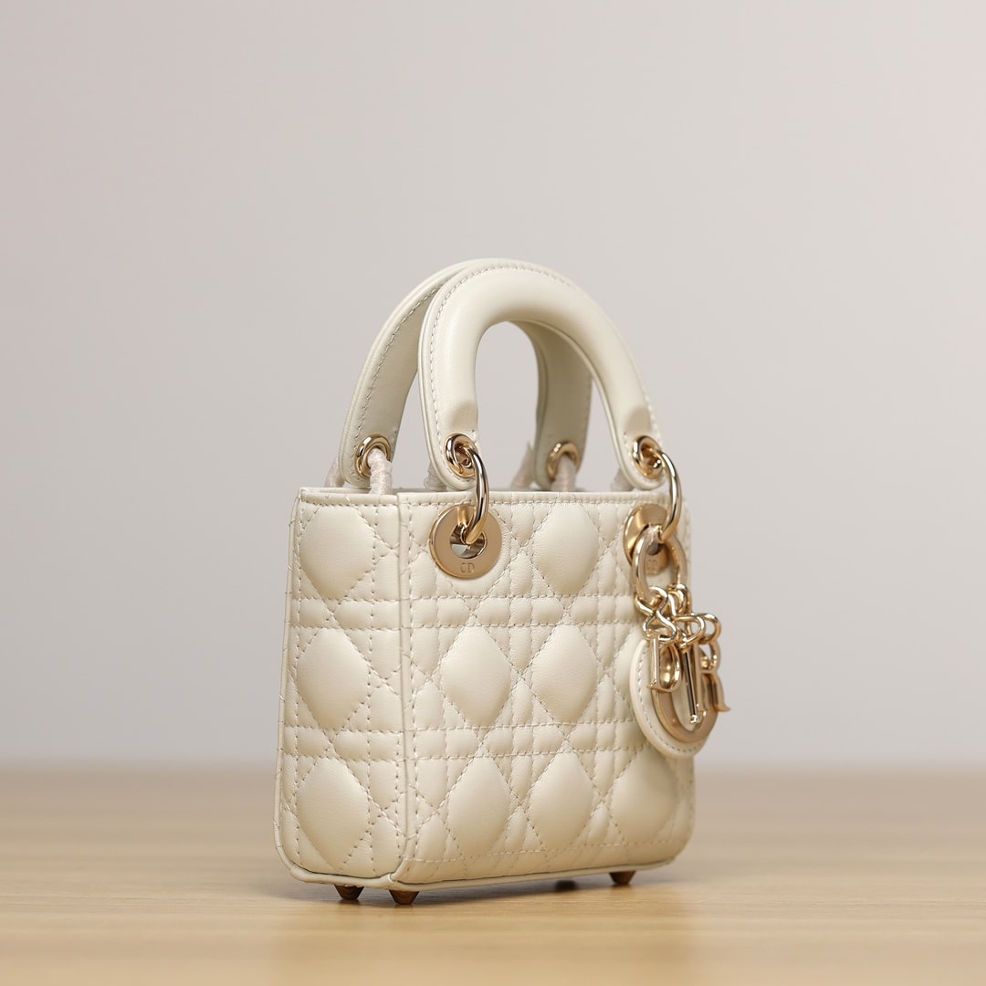 Dior Lady Series Milk White Lambskin Super Mini