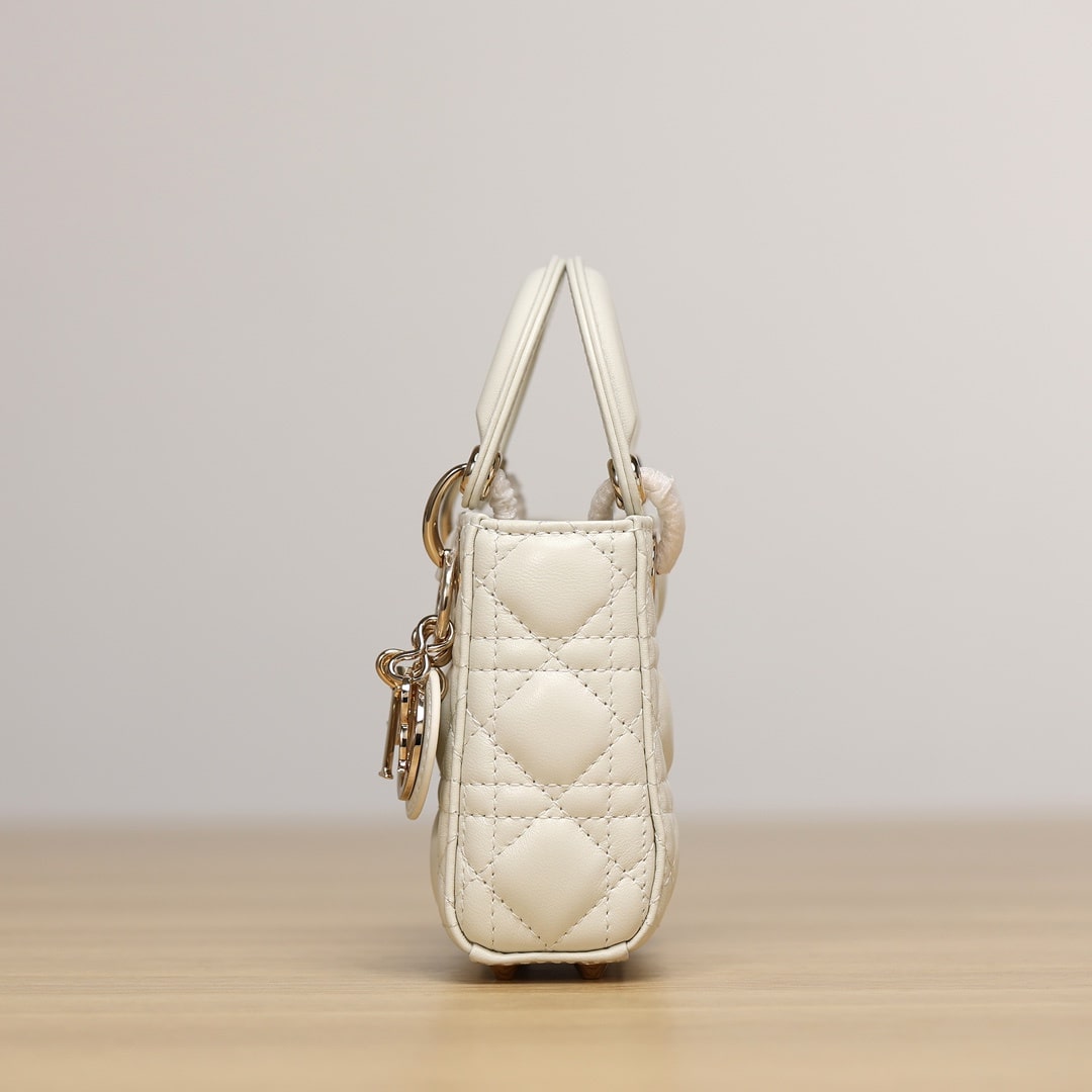 Dior Lady Series Milk White Lambskin Super Mini