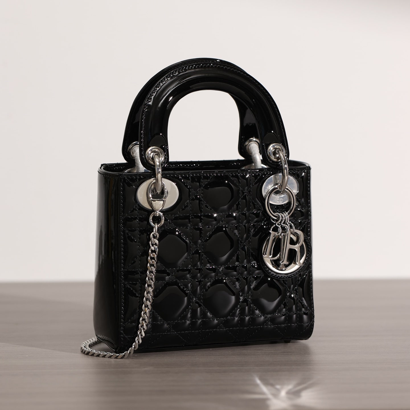 Dior Lady Dior Bag Patent Calfskin Silver Hardware Mini