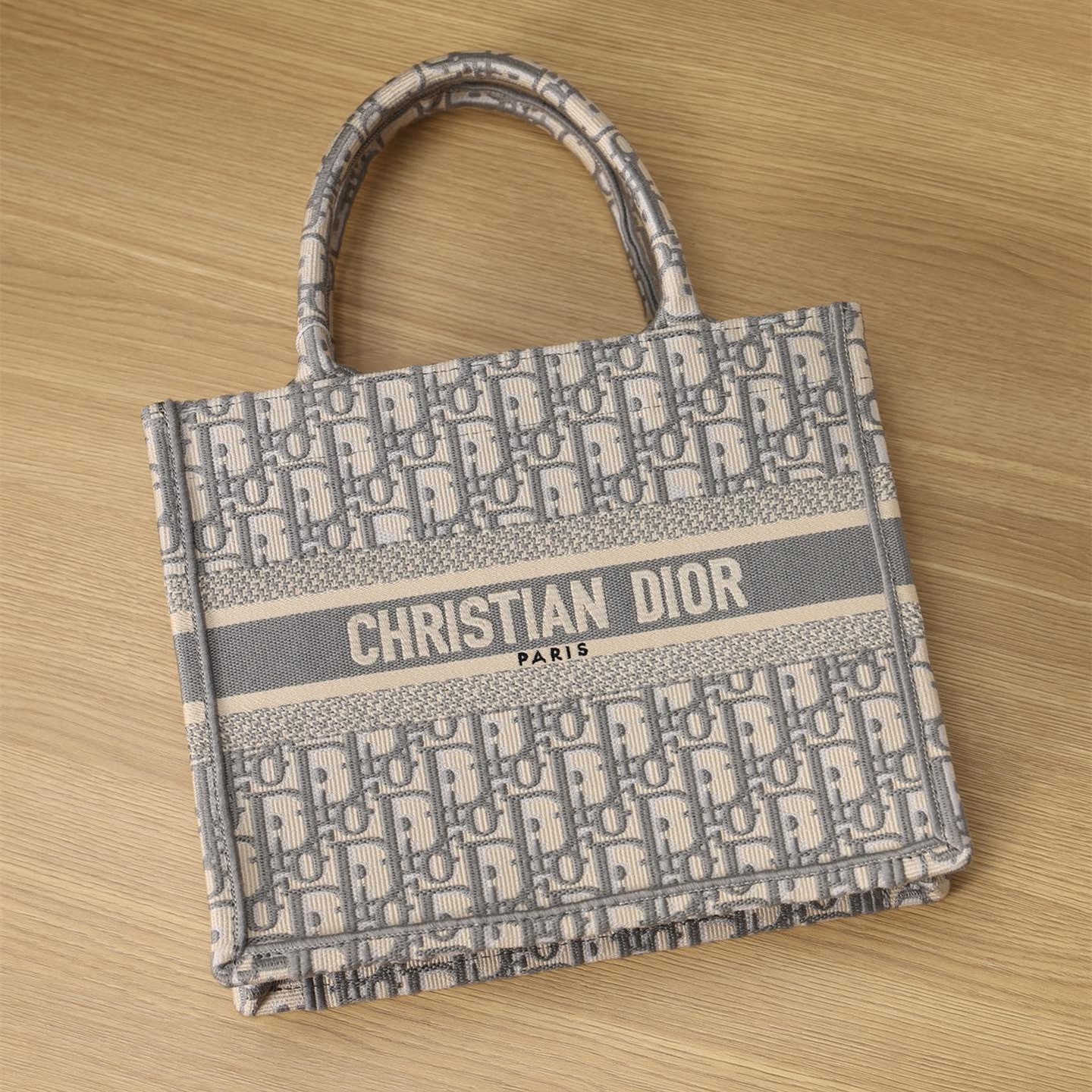 Dior Book Tote Series Oblique Print Gray Small