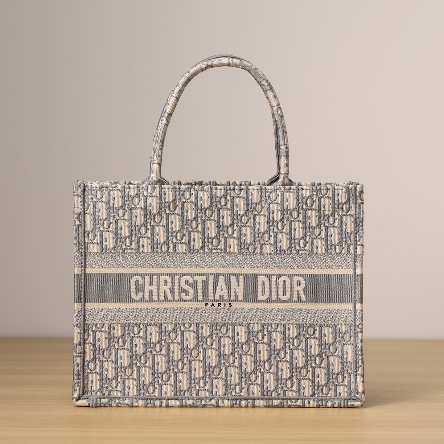 Dior Book Tote Series Oblique Print Gray Medium