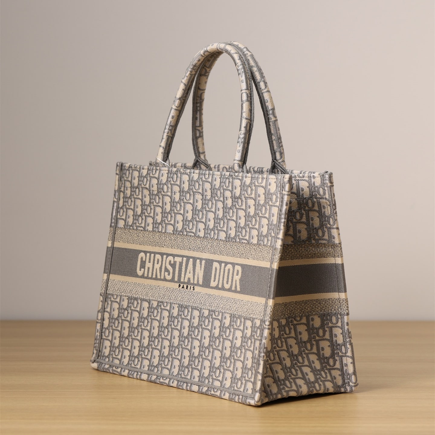 Dior Book Tote Series Oblique Print Gray Medium