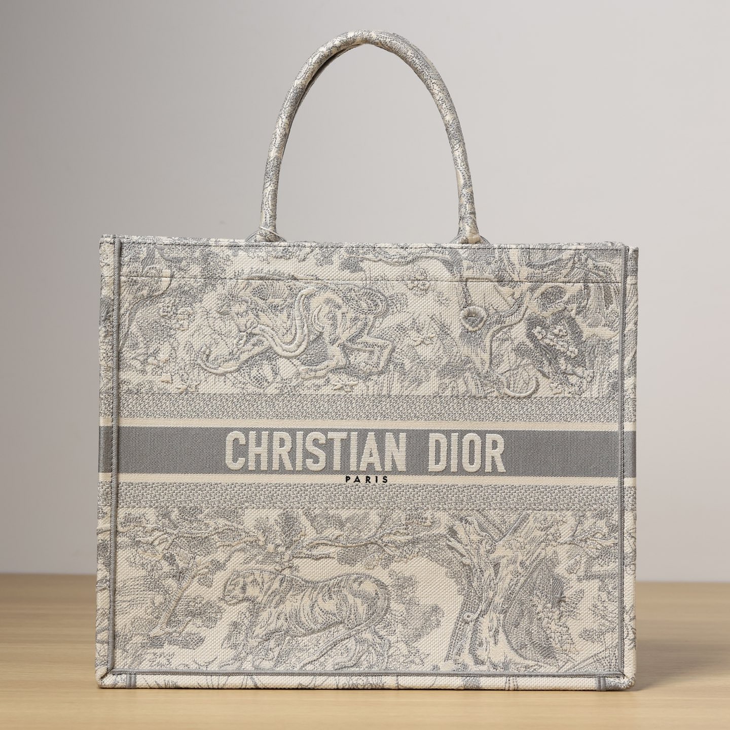 Dior Book Tote Series Juilee Embroidered Gray Large