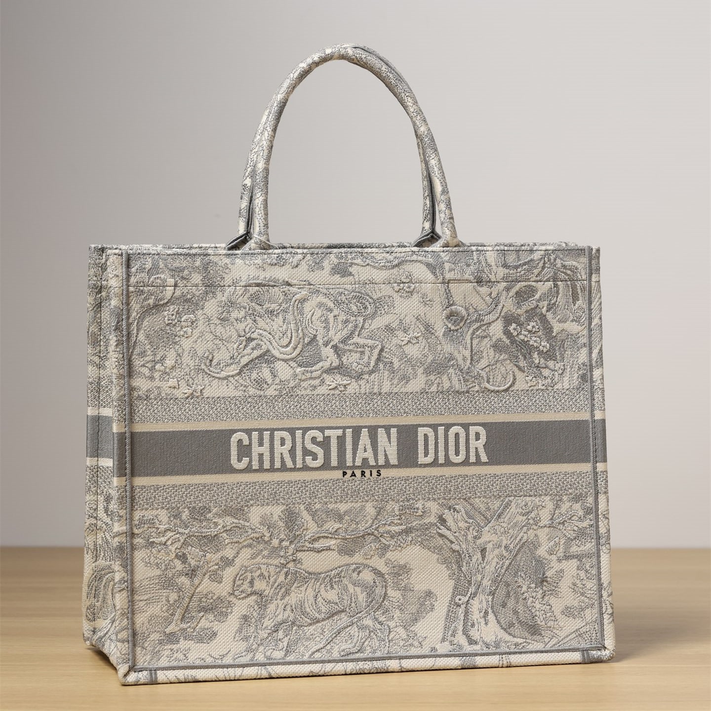 Dior Book Tote Series Juilee Embroidered Gray Large