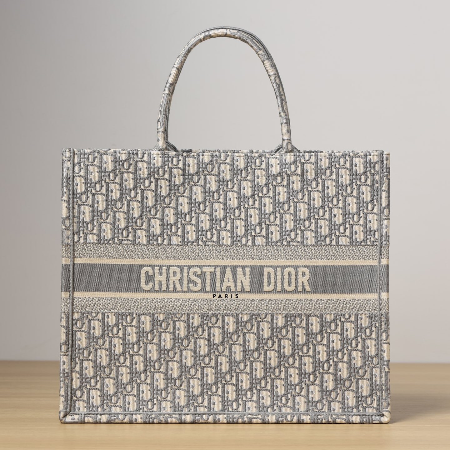 Dior Book Tote Series Oblique Print Gray Large