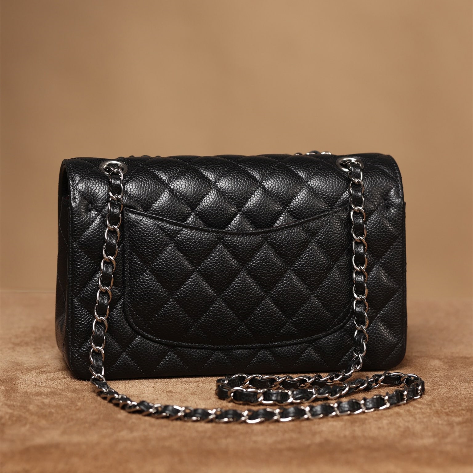 Chanel CF series caviar flap bag black silver-tone hardware