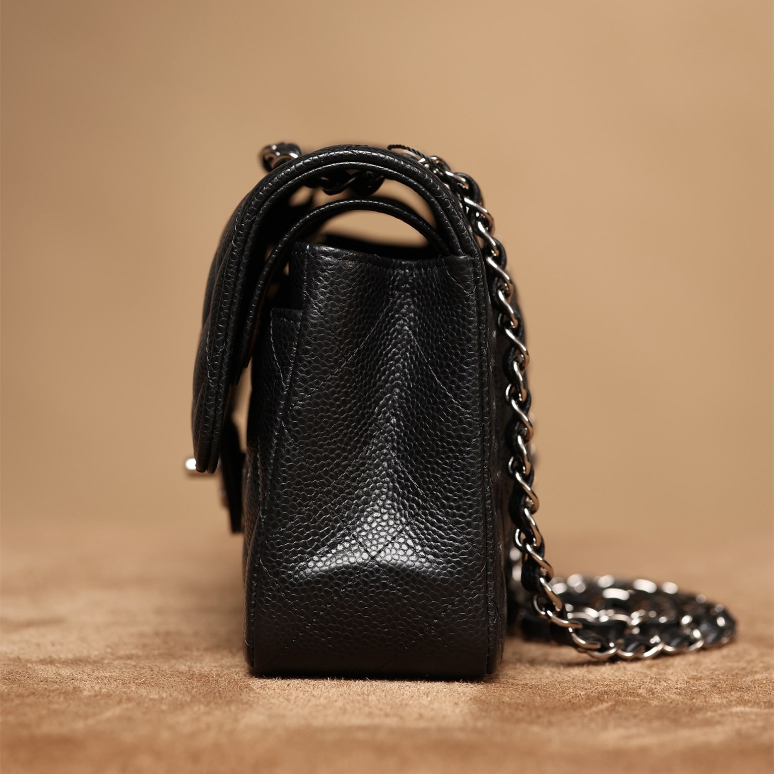 Chanel CF series caviar flap bag black silver-tone hardware