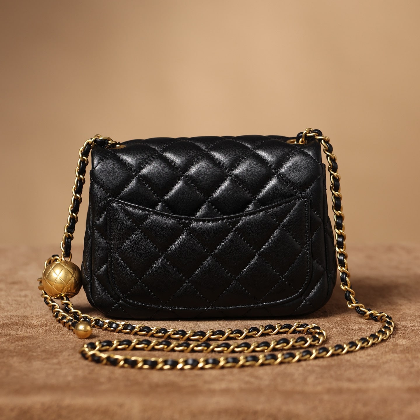 Chanel Lambskin Quilted Mini Pearl Crush Flap Black