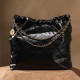 Chanel 22 Handbag Shiny Calftskin & Gold-tone Metal Black