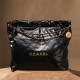 Chanel 22 Handbag Shiny Calftskin & Gold-tone Metal Black