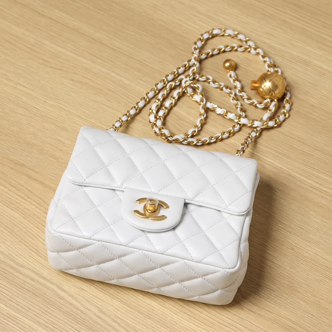 Chanel Mini Pearl Crush Flap Bag White