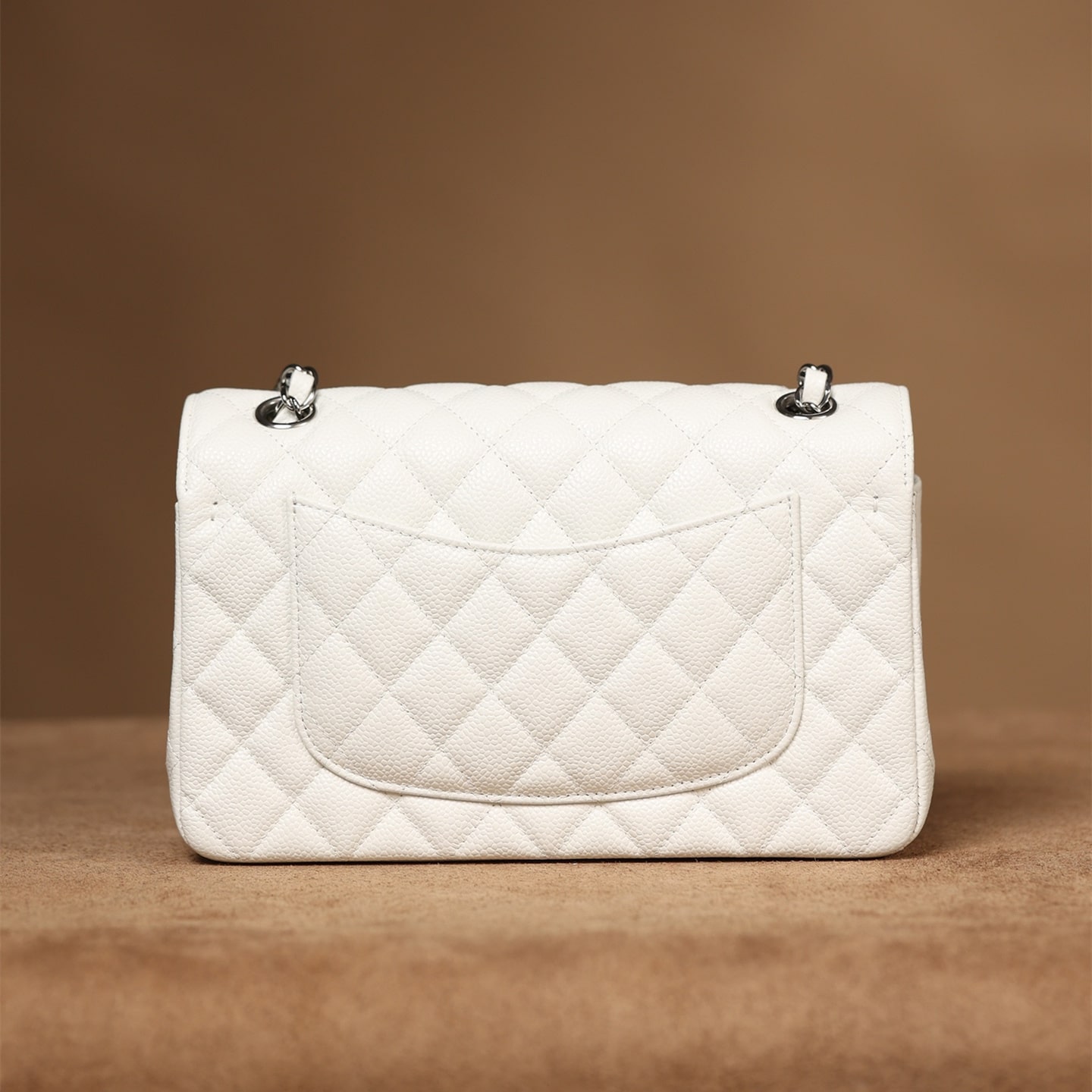 Chanel CF series ball grained cowhide white silver hardware