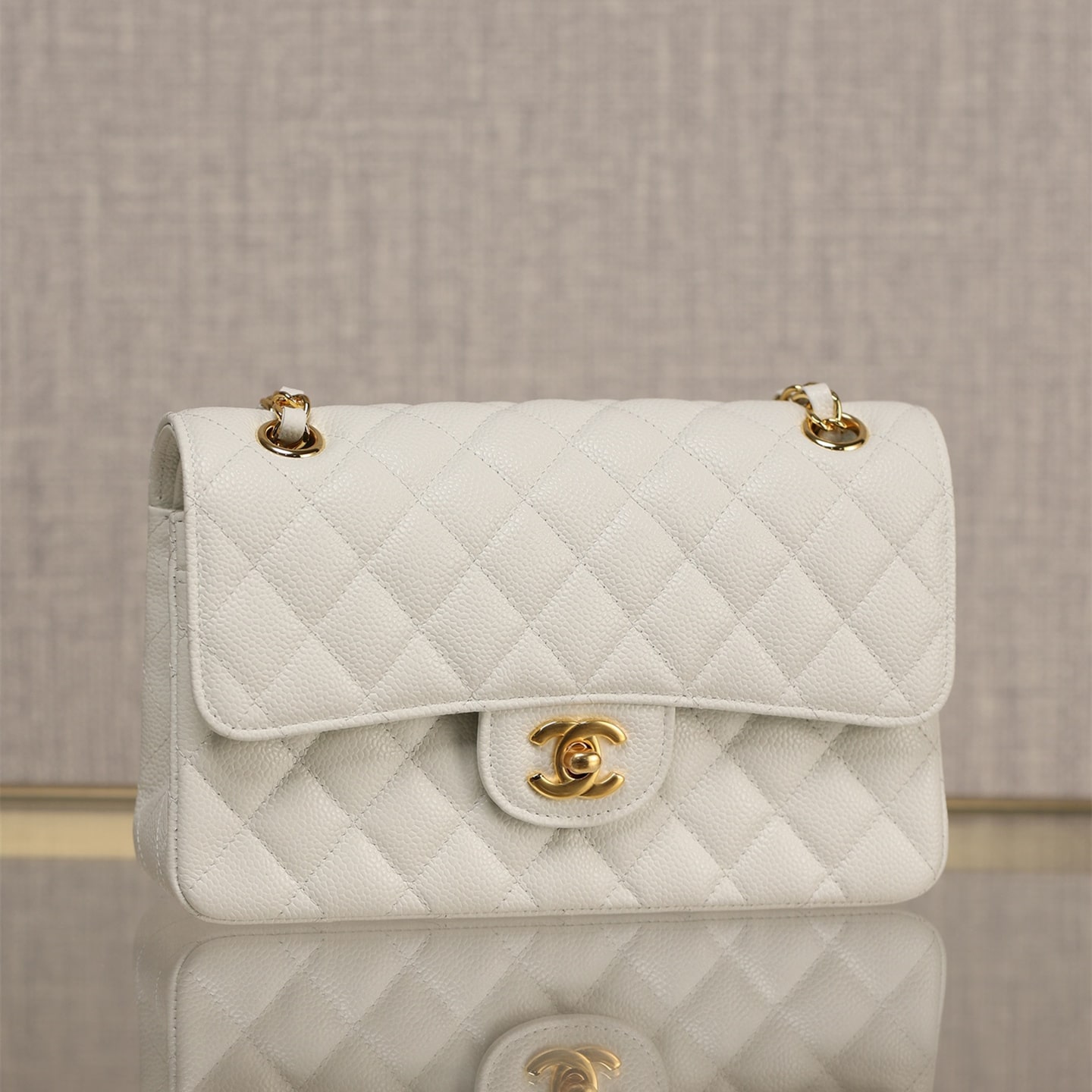 Chanel CF series ball grained cowhide white gold hardware