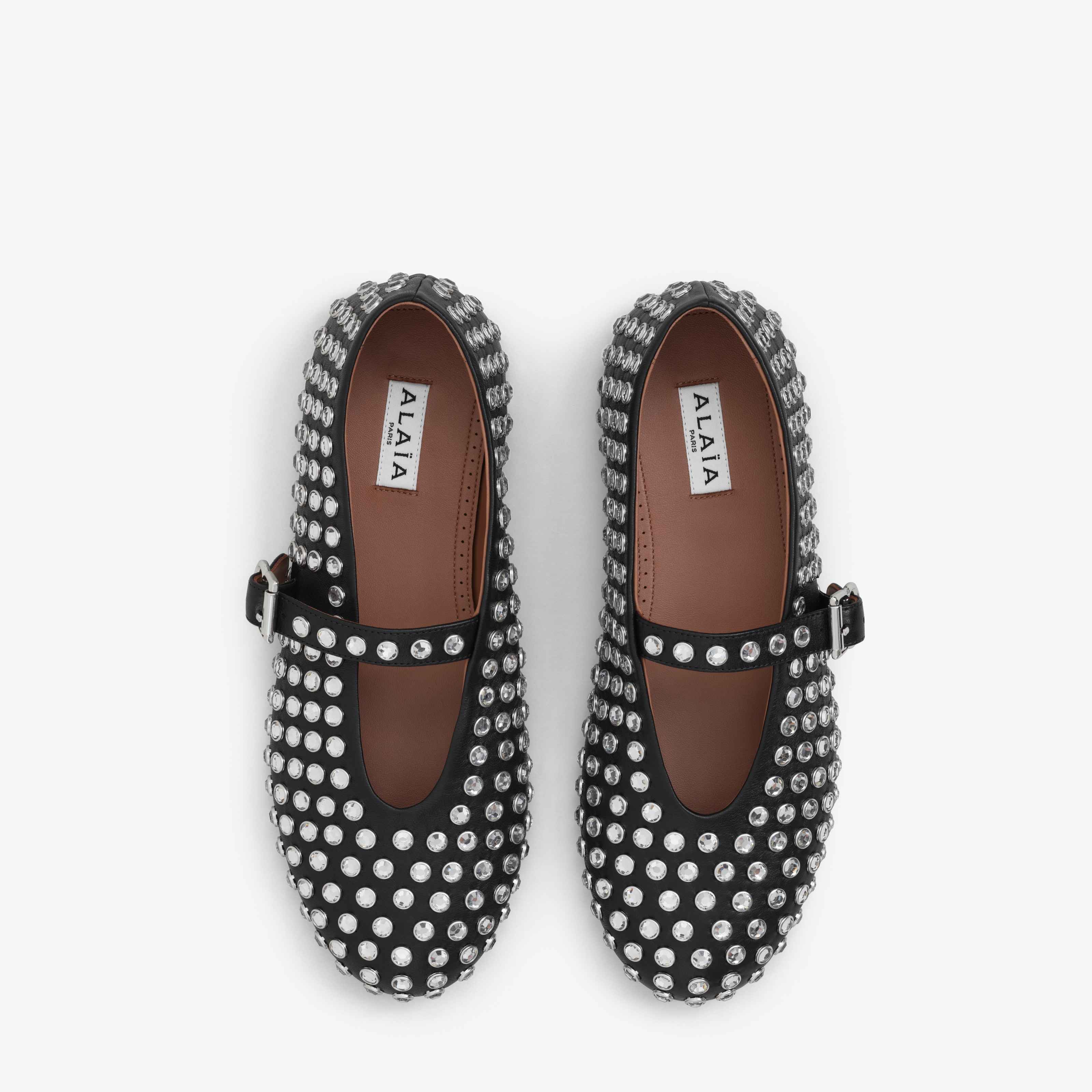 Alaia strass lambskin ballet flats black