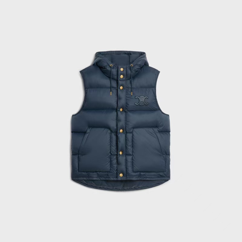 Celine 24 autumn and winter navy blue sleeveless down vest