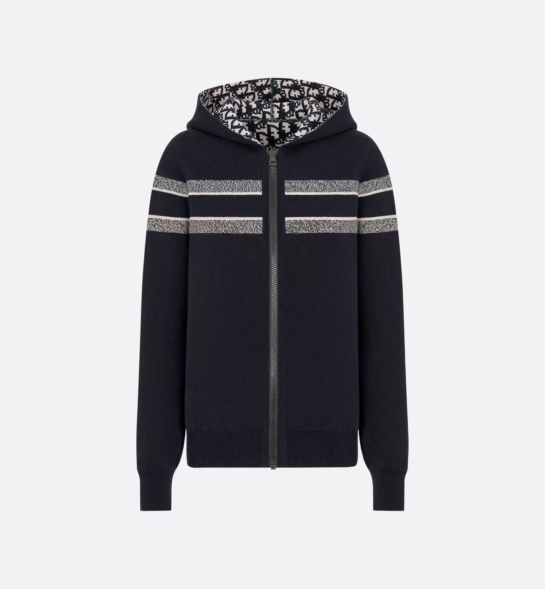 Dior hooded double-sided zipper printed cardigan