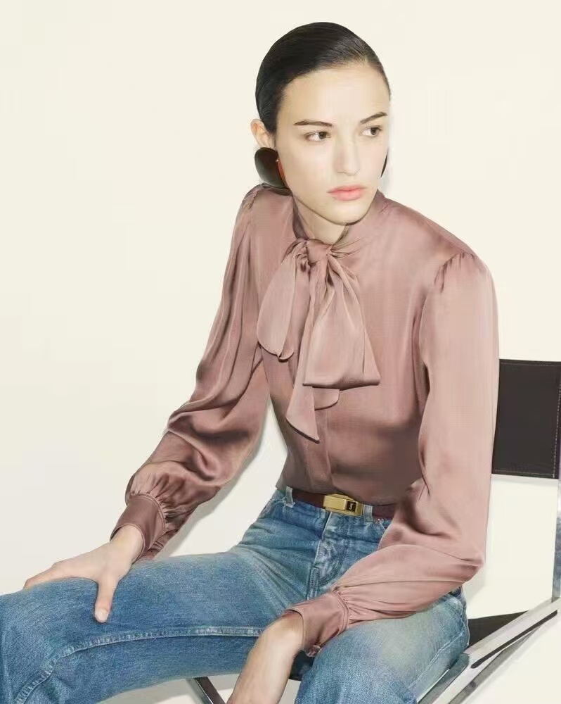 YSL mulberry silk crepe satin shirt